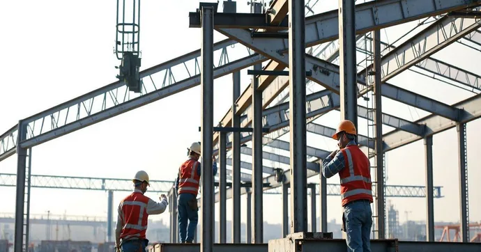 Montagem de estrutura metálica executada pela KCS